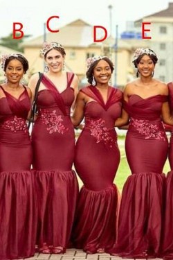 Mermaid Burgundy Long Bridesmaid Dresses 902245