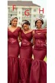 Mermaid Burgundy Long Bridesmaid Dresses 902245