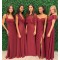 Long Burgundy Chiffon Floor Length Bridesmaid Dresses 902249