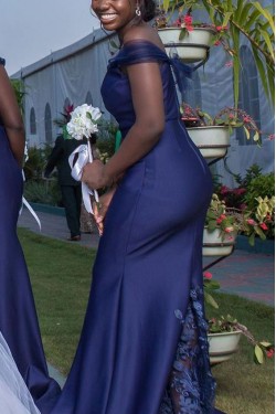 Long Mermaid Off the Shoulder Lace Bridesmaid Dresses 902252