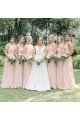 Long Pink Chiffon Floor Length Bridesmaid Dresses 902256