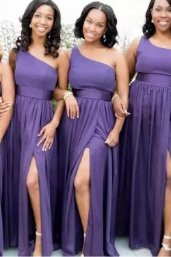 Long One Shoulder Floor Length Bridesmaid Dresses 902257