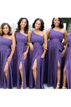 Long One Shoulder Floor Length Bridesmaid Dresses 902257