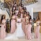 Long Pink Mermaid Floor Length Bridesmaid Dresses 902258
