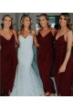 Long Burgundy Sheath/Column Spaghetti Straps Bridesmaid Dresses 902261