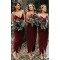 Long Burgundy Sheath/Column Spaghetti Straps Bridesmaid Dresses 902261