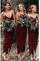 Long Burgundy Sheath/Column Spaghetti Straps Bridesmaid Dresses 902261