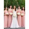 Long Pink Chiffon Floor Length Bridesmaid Dresses 902265