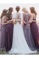 Long Grape Purple Tulle Floor Length Bridesmaid Dresses 902267