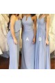 Long Blue Chiffon Floor Length Bridesmaid Dresses 902268