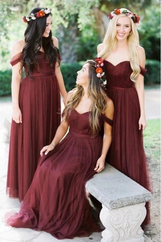 Long Tulle Off the Shoulder Bridesmaid Dresses 902271 Long Tulle Off the Shoulder Bridesmaid Dresses 902271