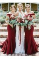 Long Mermaid Off the Shoulder Burgundy Bridesmaid Dresses 902272