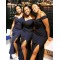 Long Navy Blue Off the Shoulder Bridesmaid Dresses 902273