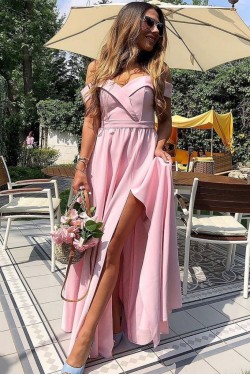 Long Pink Off the Shoulder Floor Length Bridesmaid Dresses 902274 Long Pink Off the Shoulder Floor Length Bridesmaid Dresses 902274