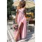 Long Pink Off the Shoulder Floor Length Bridesmaid Dresses 902274