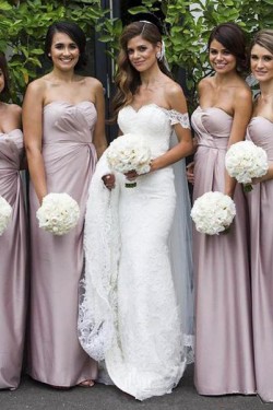 Sheath/Column Sweetheart Floor Length Bridesmaid Dresses 902288