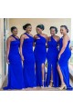 Long Royal Blue One Shoulder Bridesmaid Dresses 902291
