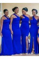 Long Royal Blue One Shoulder Bridesmaid Dresses 902291