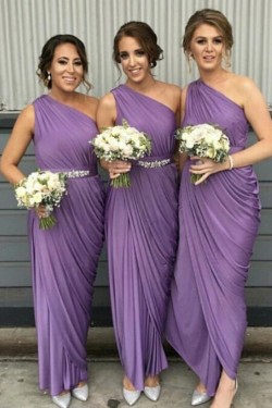 Sheath/Column One Shoulder Long Bridesmaid Dresses 902292