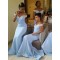Long Blue Mermaid Off the Shoulder Bridesmaid Dresses 902295