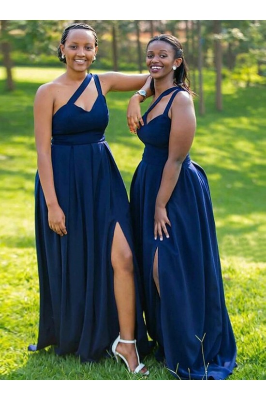 Long One Shoulder Floor Length Bridesmaid Dresses 902297