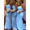Long Blue Mermaid Spaghetti Straps Bridesmaid Dresses 902302