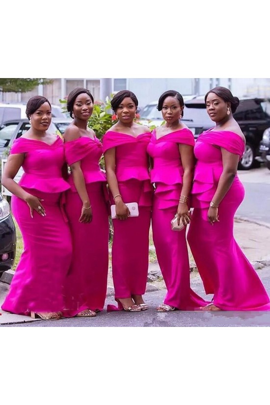 Long Mermaid FuchsiaOff the Shoulder Bridesmaid Dresses 902311