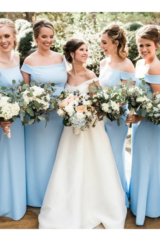 Long Blue Off the Shoulder Floor Length Bridesmaid Dresses 902313 Long Blue Off the Shoulder Floor Length Bridesmaid Dresses 902313