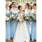 Long Blue Off the Shoulder Floor Length Bridesmaid Dresses 902313