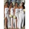 Long White Strapless Sheath Bridesmaid Dresses 902316
