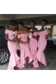 Mermaid Long Pink off the Shoulder Bridesmaid Dresses 902320