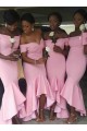 Mermaid Long Pink off the Shoulder Bridesmaid Dresses 902320