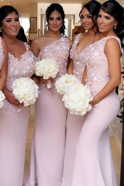 Long Mermaid Lace Floor Length Bridesmaid Dresses 902323