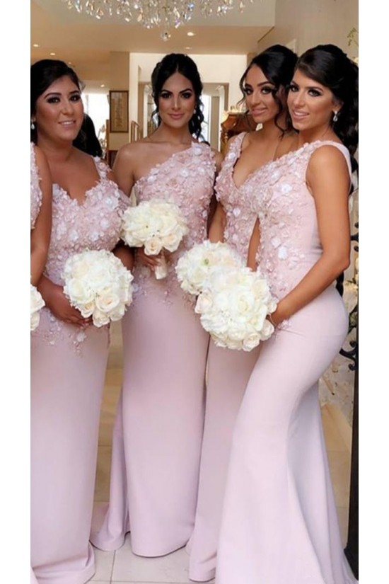 Long Mermaid Lace Floor Length Bridesmaid Dresses 902323