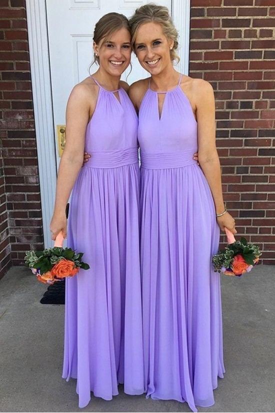 Long Lavender Chiffon Floor Length Bridesmaid Dresses 902324