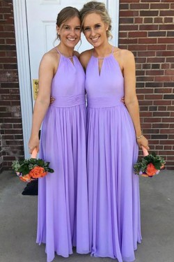 Long Lavender Chiffon Floor Length Bridesmaid Dresses 902324