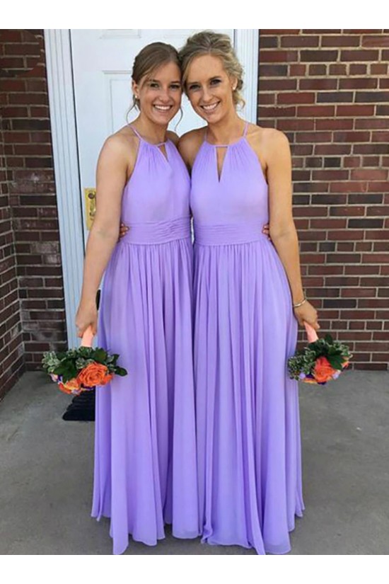 Long Lavender Chiffon Floor Length Bridesmaid Dresses 902324