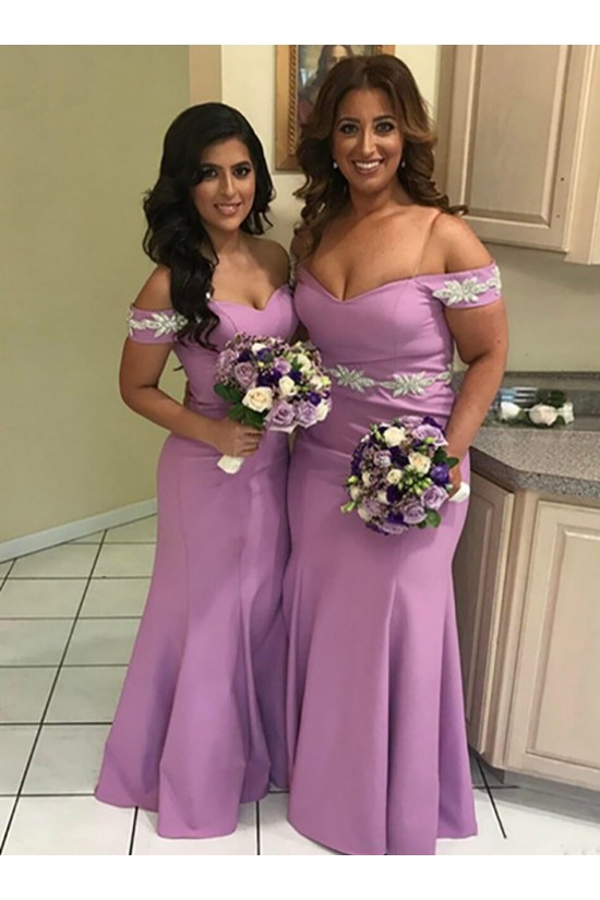 Long Mermaid Off the Shoulder Floor Length Bridesmaid Dresses 902325