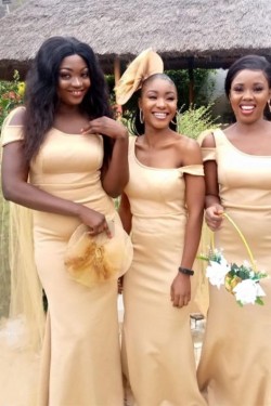 Long Yellow Mermaid One Shoulder Bridesmaid Dresses 902331