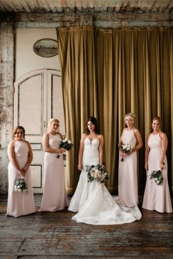 Long Pink Sheath/Column Floor Length Bridesmaid Dresses 902333