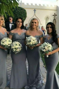 Long Mermaid Lace Off the Shoulder Bridesmaid Dresses 902334