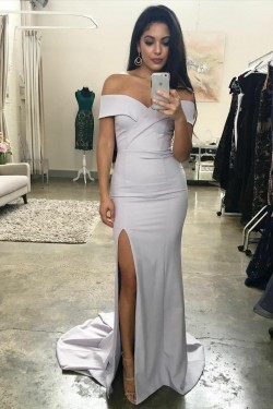 Long Off the Shoulder Floor Length Bridesmaid Dresses 902339