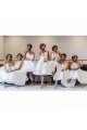 Short White Spaghetti Straps Beaded Bridesmaid Dresses 902345