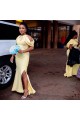 Long Yellow Mermaid Beaded Lace Bridesmaid Dresses 902354
