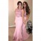 Long Pink Mermaid Lace Floor Length Bridesmaid Dresses 902363