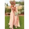 Long Pink Off the Shoulder Chiffon Bridesmaid Dresses 902366