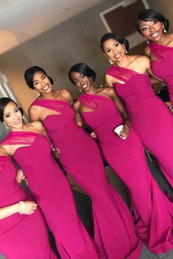 Long Mermaid One Shoulder Bridesmaid Dresses 902368