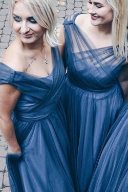 Long Tulle Floor Length Bridesmaid Dresses 902371