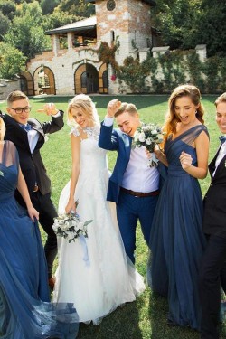 Long Tulle Floor Length Bridesmaid Dresses 902371