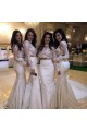 Long Mermaid Two Pieces White Lace Bridesmaid Dresses with Sleeves 902372